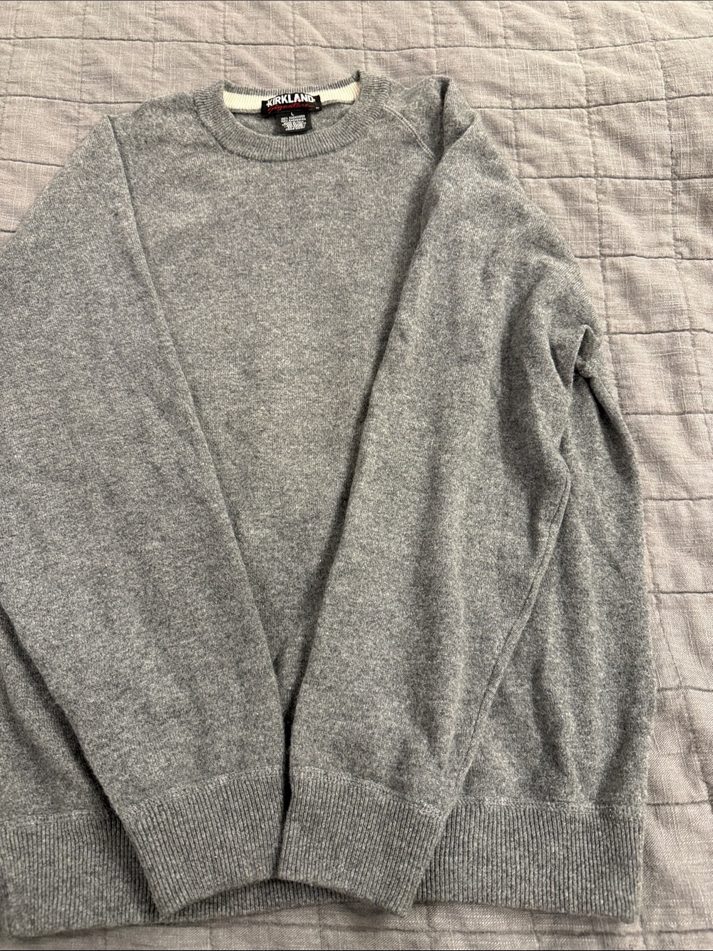 Kirkland Signature Men's Light Heather Gray Crewneck Sweater
